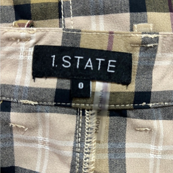 NWT 1. State Tan Windowpane Plaid Y2K Preppy Mini Pencil Skirt 0 - Picture 7 of 8